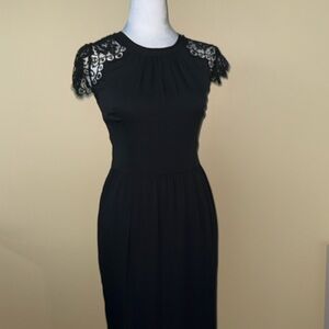 Dolce & Gabbana Black Lace Accent Midi Dress